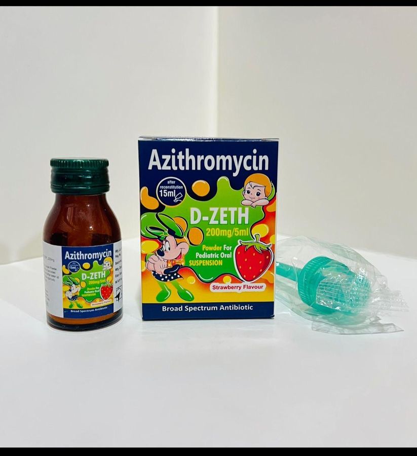 D-Zeth Dry Suspension 200 mg/5 ml (Azithromycin) pack, Delta Pharma