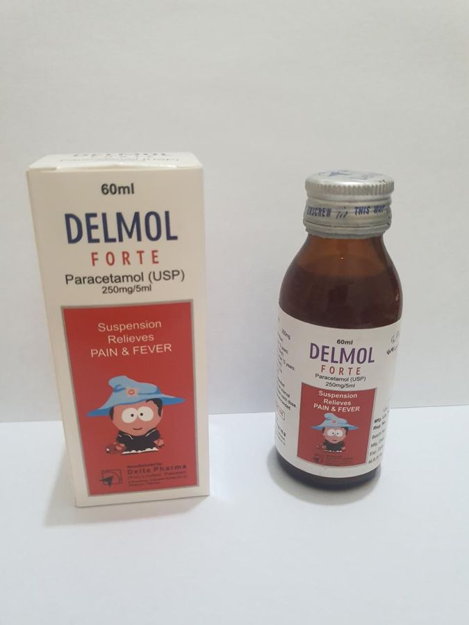 Delmol Forte Suspension 250 mg/5 ml (Paracetamol) pack, Delta Pharma