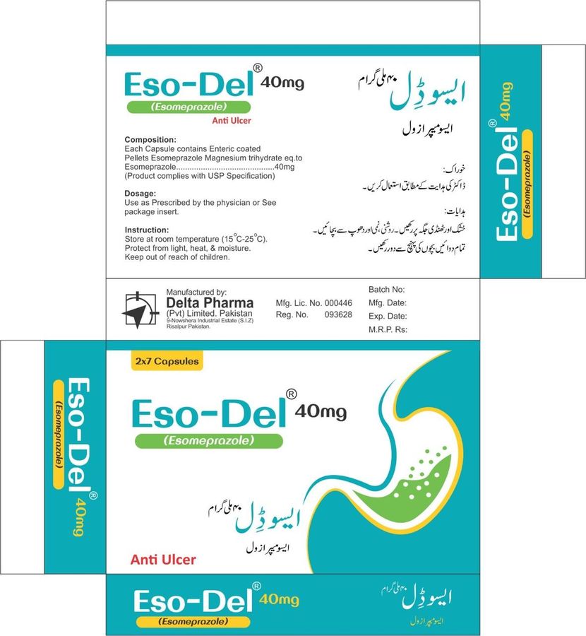 Eso-Del 40 mg (Esomeprazole) pack, Delta Pharma