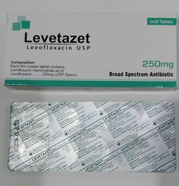 Levetazet 250 mg (Levofloxacin) pack, Delta Pharma