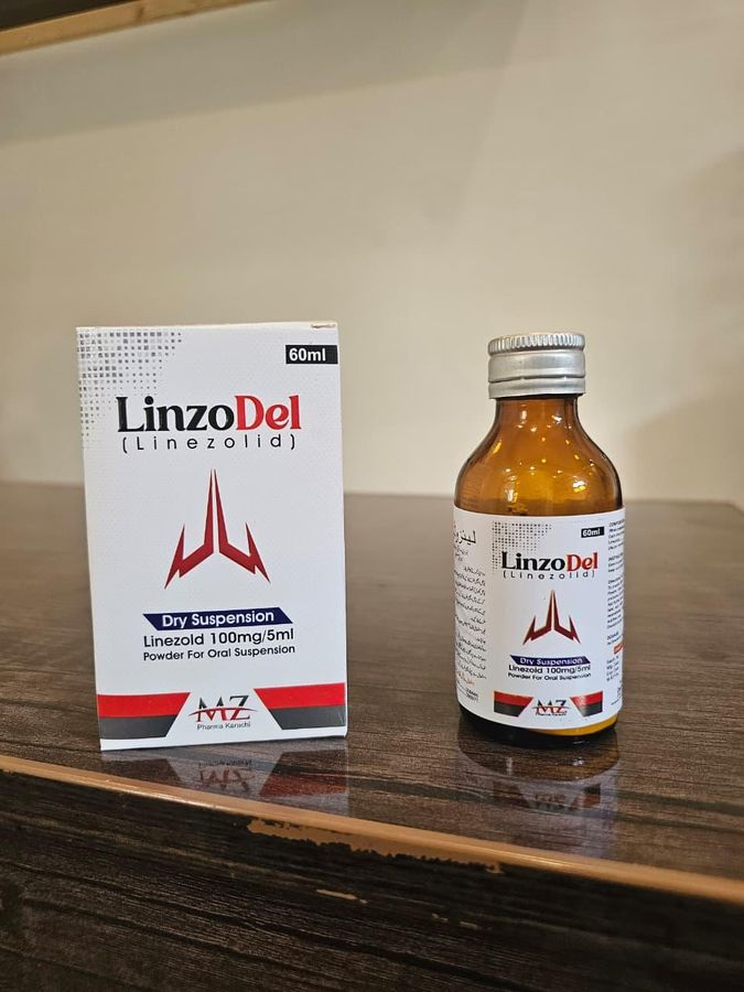 LinzoDel Dry Suspension 100 mg/5 ml (Linezolid) pack, Delta Pharma